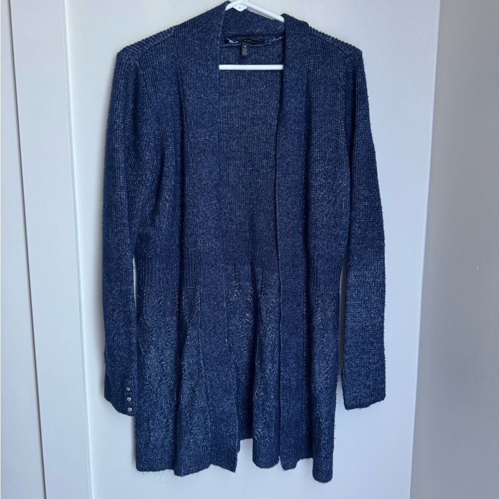 White House black market Women's Navy Blue/denim look long cardigan Sweater